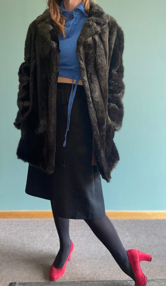 vtg 70s FAUX FUR OVERCOAT // vintage synthetic fibers oversized mink pointy collared rocker nightclub vegan furry fluffy wolf bear costume