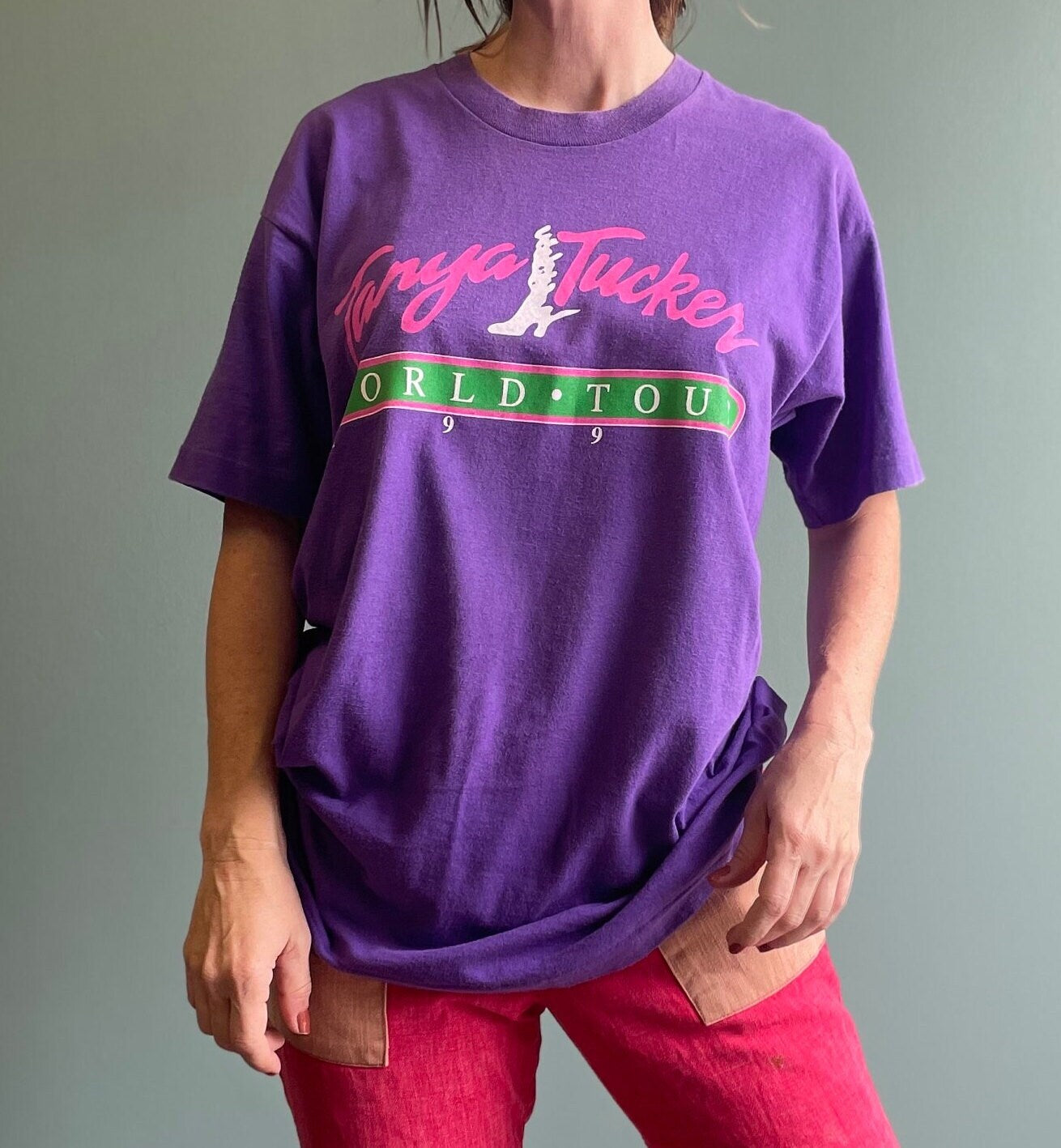 vtg 90s TANYA TUCKER Shirt // vintage country band 1994 tour hanging In hanging out hanging on female country singer western cowgirl style