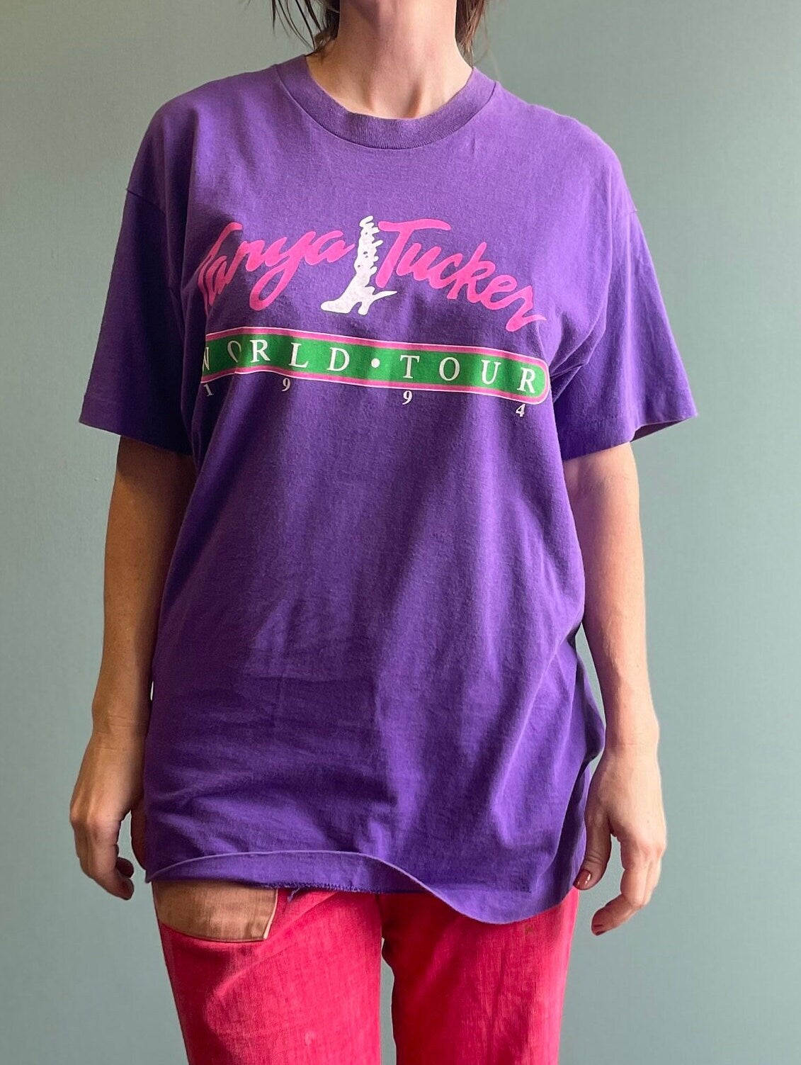 vtg 90s TANYA TUCKER Shirt // vintage country band 1994 tour hanging In hanging out hanging on female country singer western cowgirl style