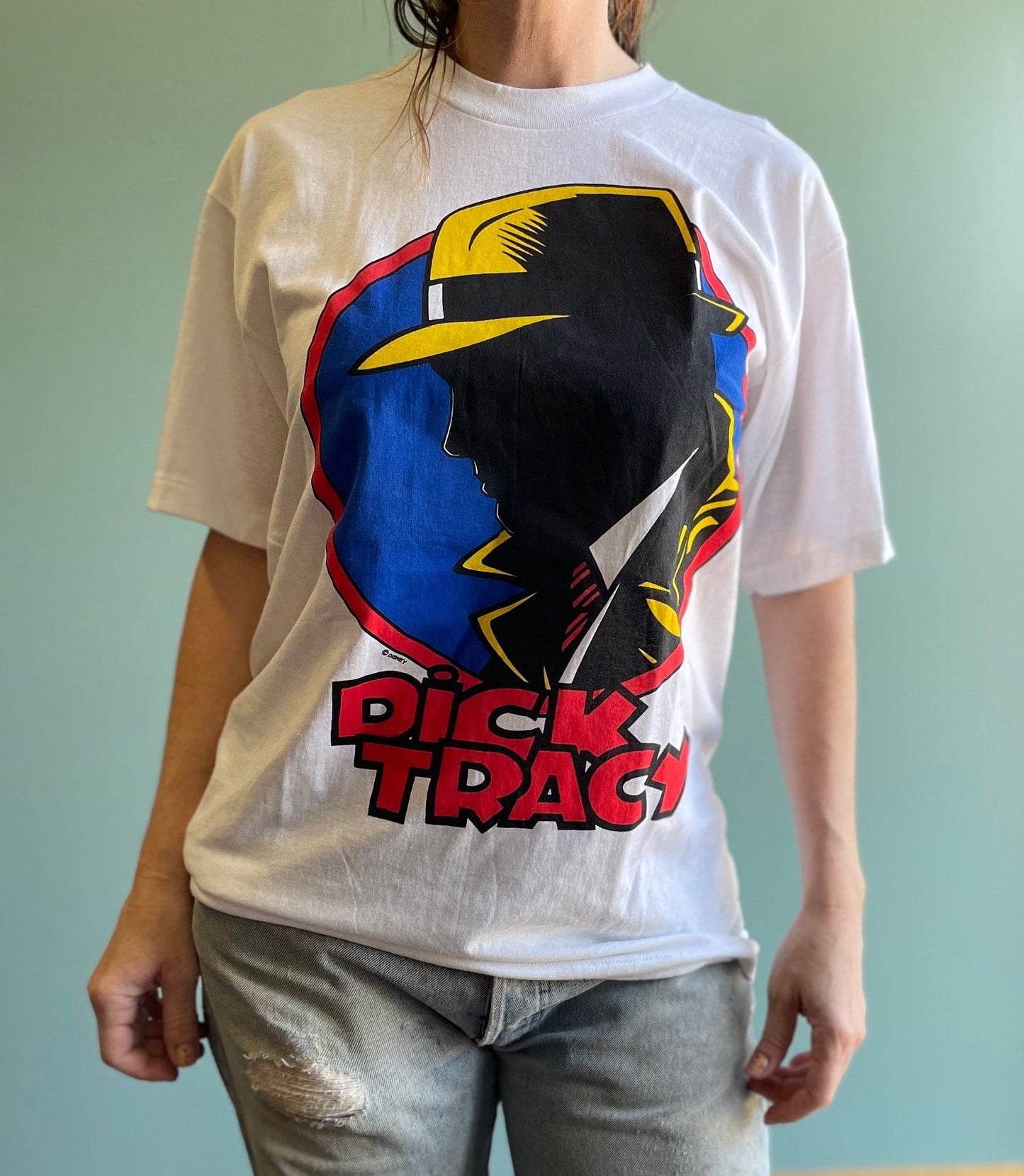 vtg 90s DICK TRACY SHIRT // vintage graphic tee disney movie promo shirt new old stock pop art pulp fiction Madonna Warren Beatty retro icon