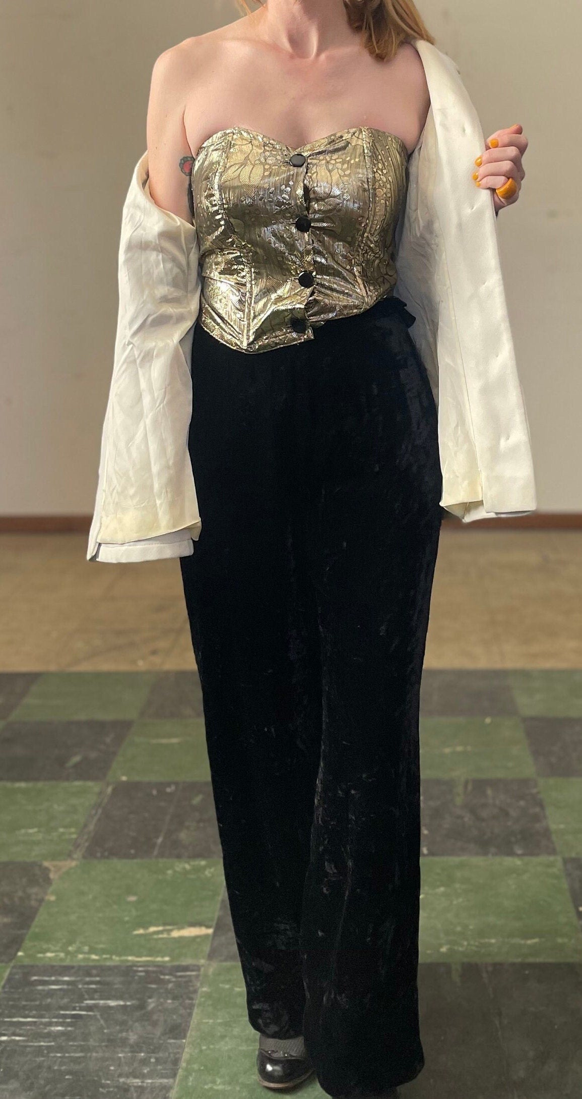 vtg 70s LILLI ANN BLAZER // vintage womens medium gray white striped button up striped autumn jacket preppy mod retro pointy collar business