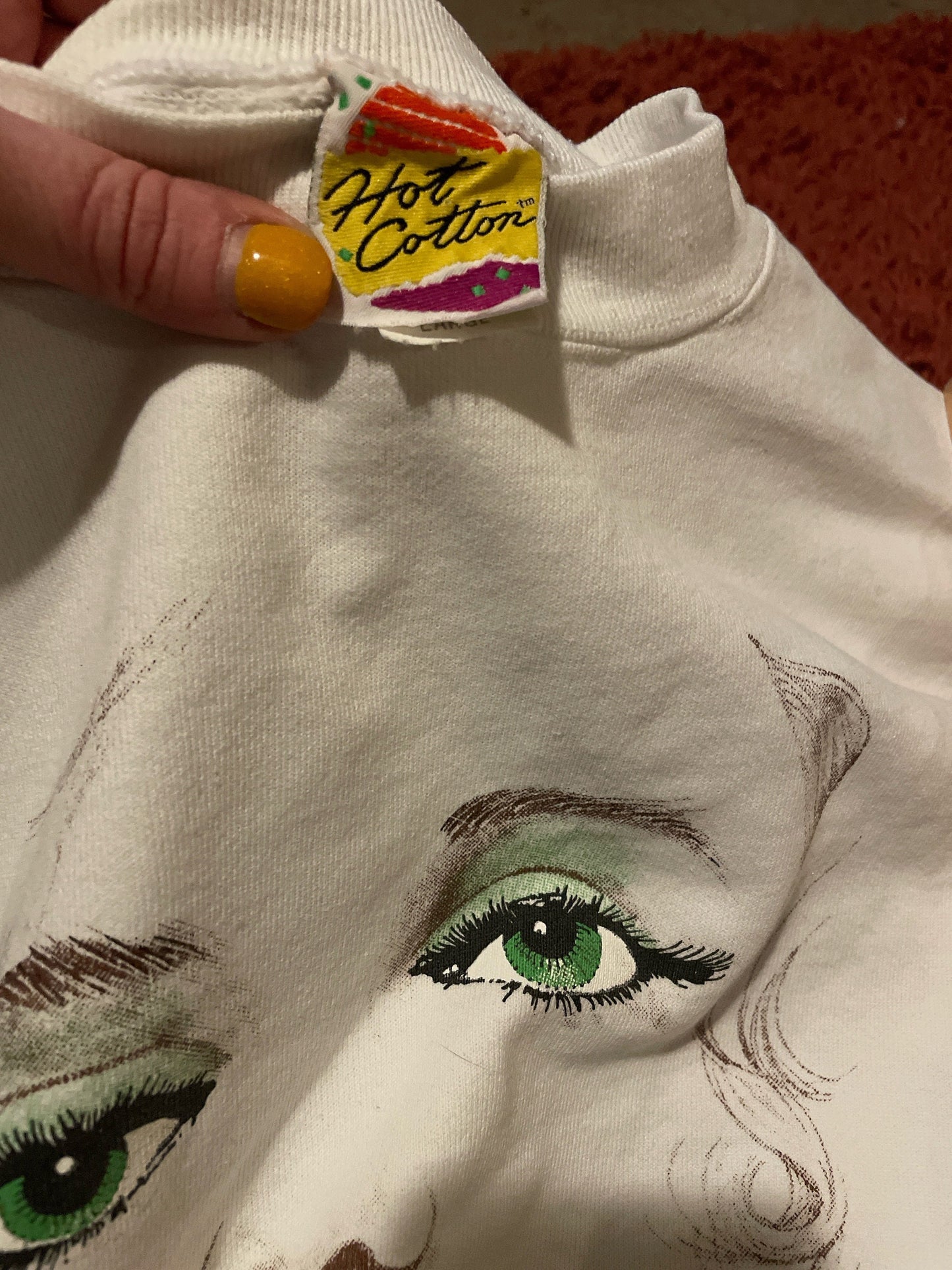 vtg 80s MARILYN MONROE SWEATSHIRT // big face aop sexy lips museum eyelashes jfk pin up 50s beauty pop art andy warhol art print limited