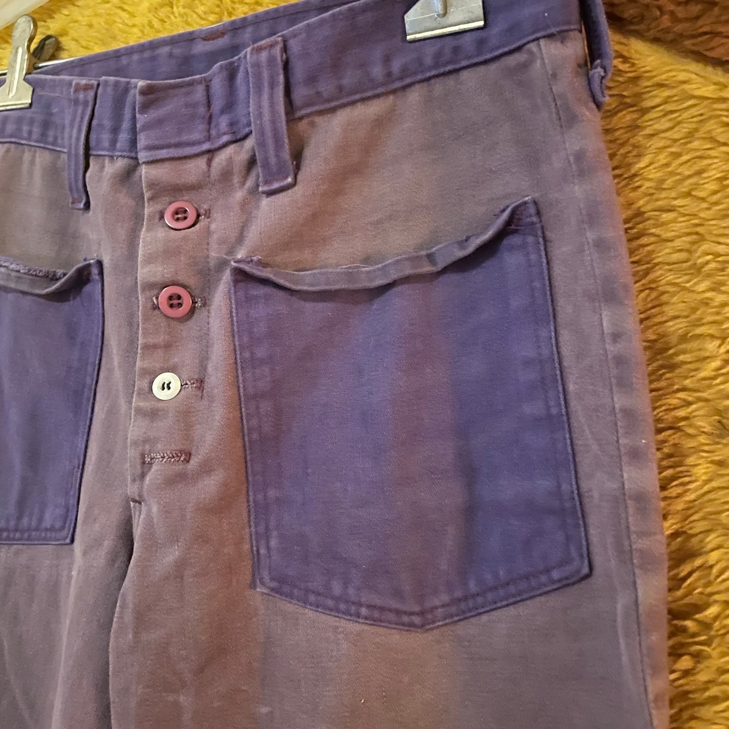 vtg 70s TWO TONE PURPLE Pants // vintage peter max wrangler style front pocket flare pants retro hippie mod bell bottoms lavender mod pants