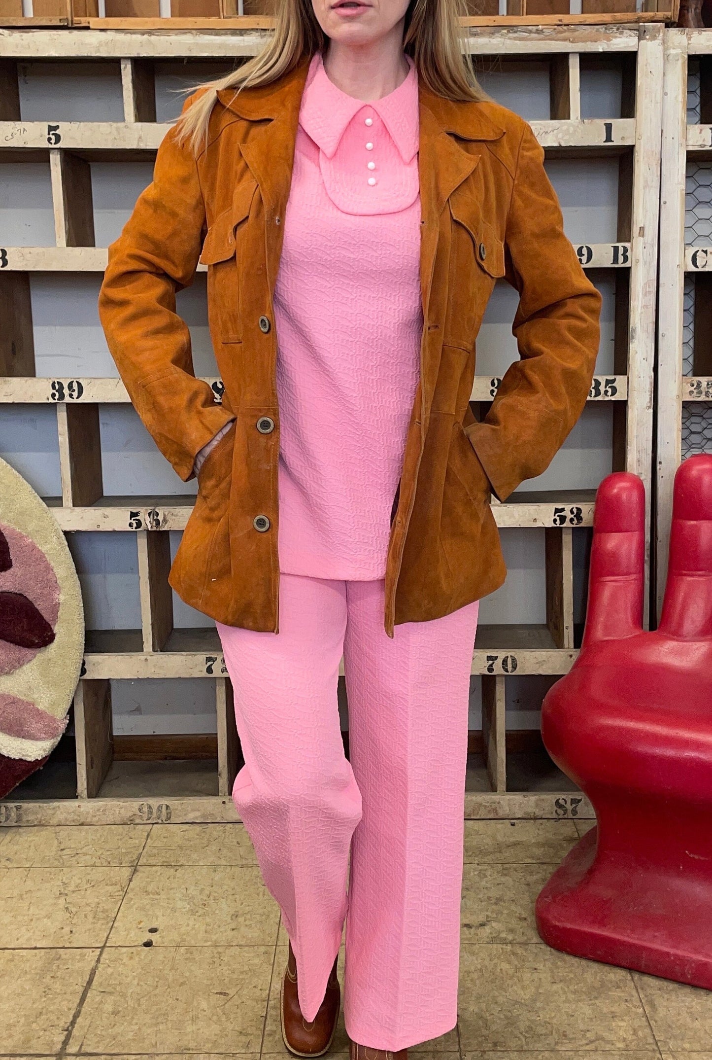 vtg 70s BUCKSKIN LEATHER JACKET // vintage akta getskinn soft suede western style ranch wear hippie unique structured autumn blazer tan coat