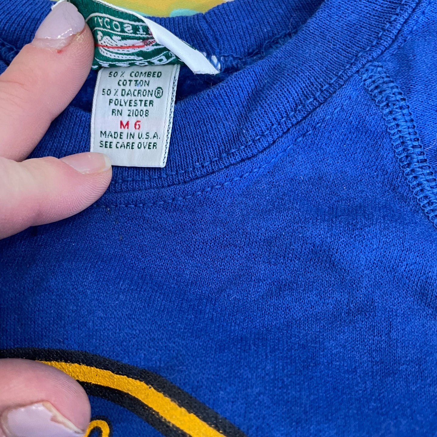 vtg 90s KIDS IZOD LACOSTE size 6 crocodile sweatshirt alligator name brand unisex boys shirt big logo bright blue casual boys long sleeve