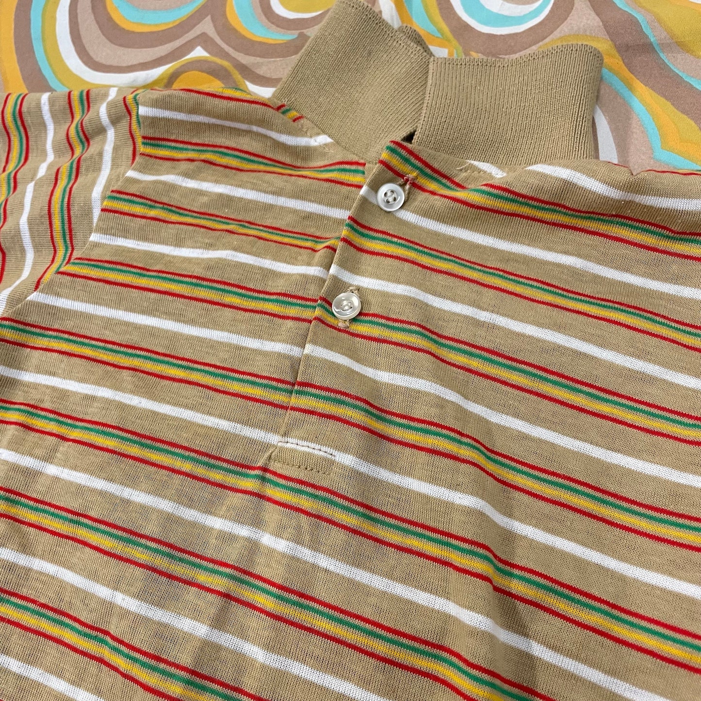 vtg 70s SEARS STRIPED KIDS Shirt// vintage size 7 boys long sleeve dress shirt autumn retro mod button up collared unisex top 50/50 usa