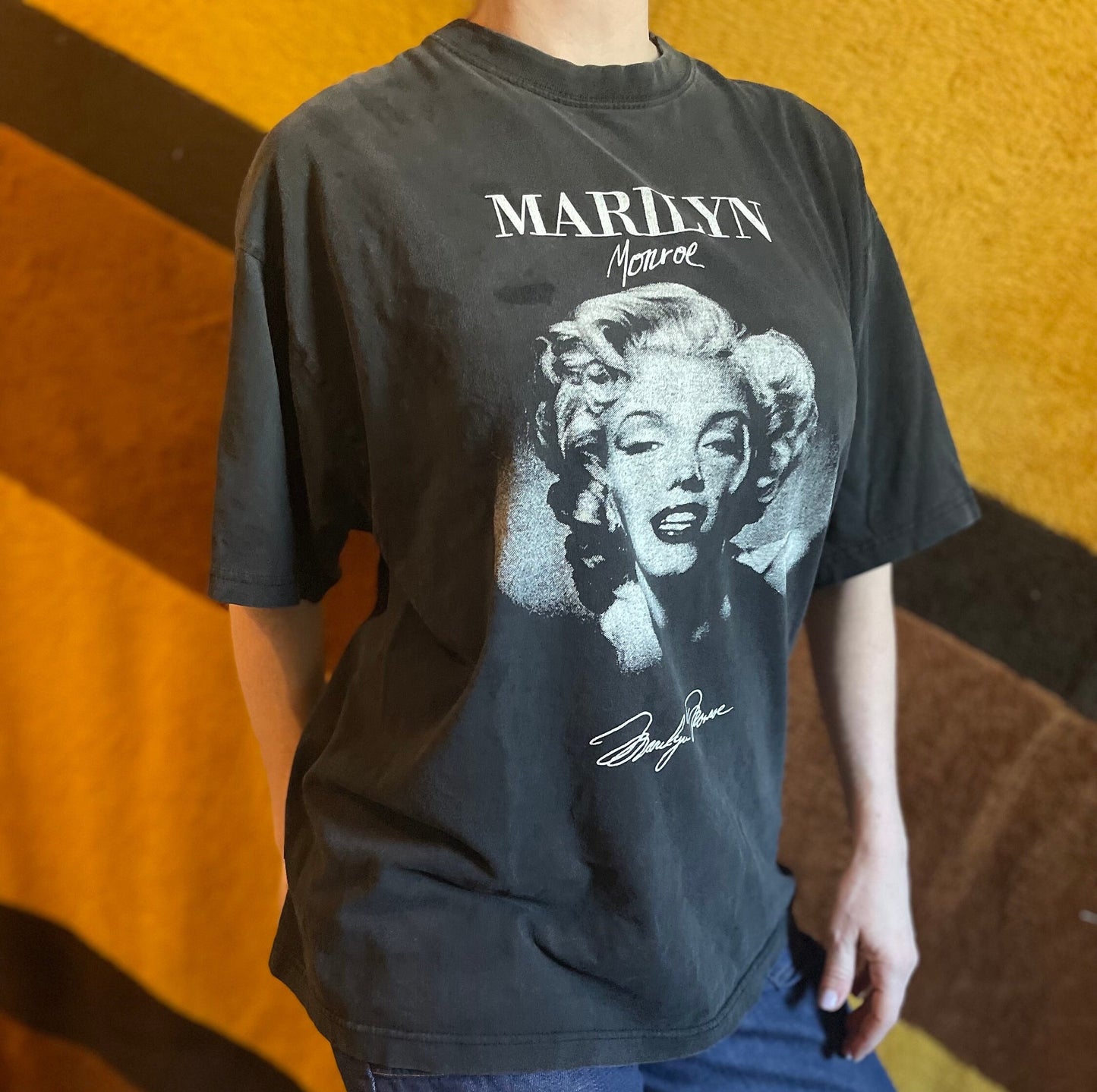 vtg 90s MARYLIN MONROE shirt // vintage tee black xl and warhol art artist print tv movie actress pin up model 50s 60s era mr president
