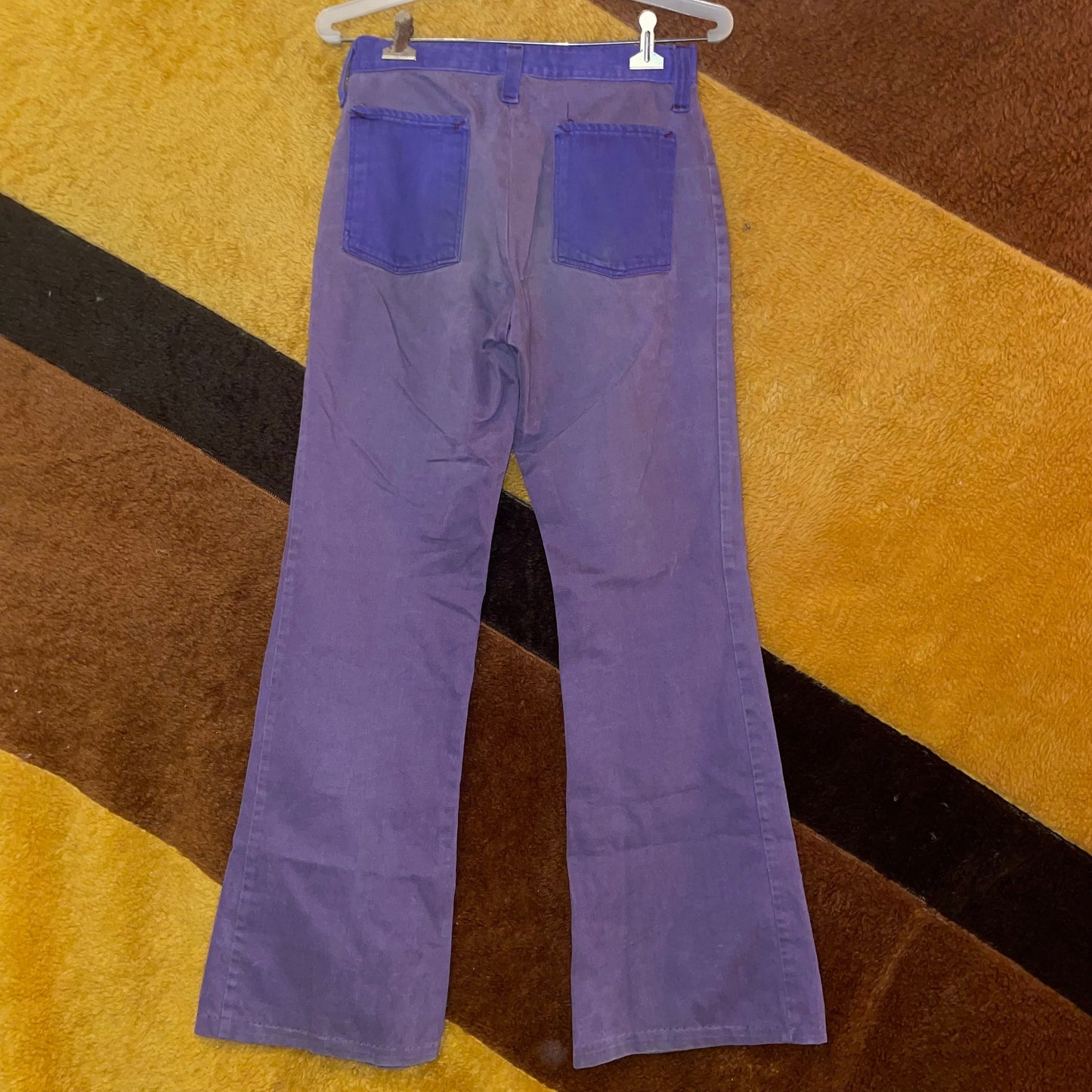 vtg 70s TWO TONE PURPLE Pants // vintage peter max wrangler style front pocket flare pants retro hippie mod bell bottoms lavender mod pants