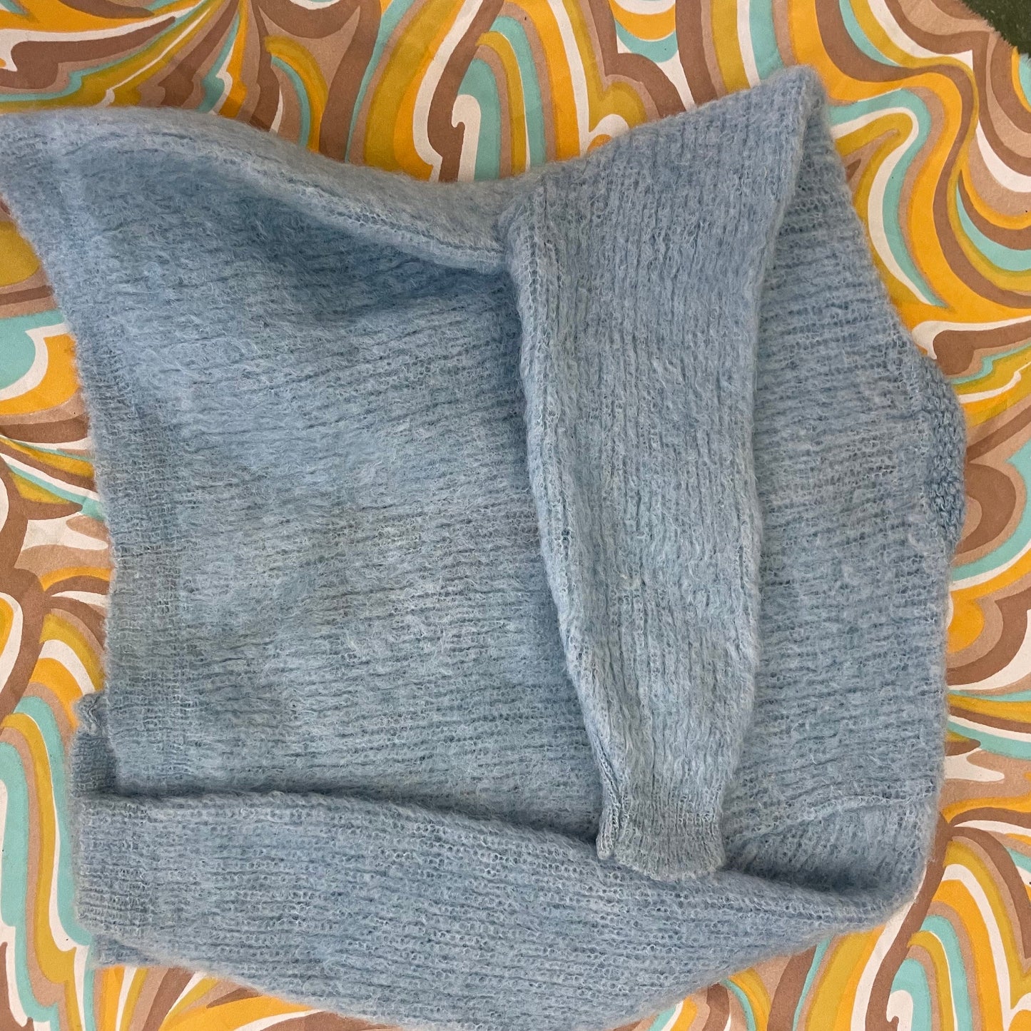 vtg 60s SEARS MOHAIR KIDS Cardigan//vintage baby blue fuzzy sweater size 6 kids retro cool kids unisex pastel rockabilly grunge sweater