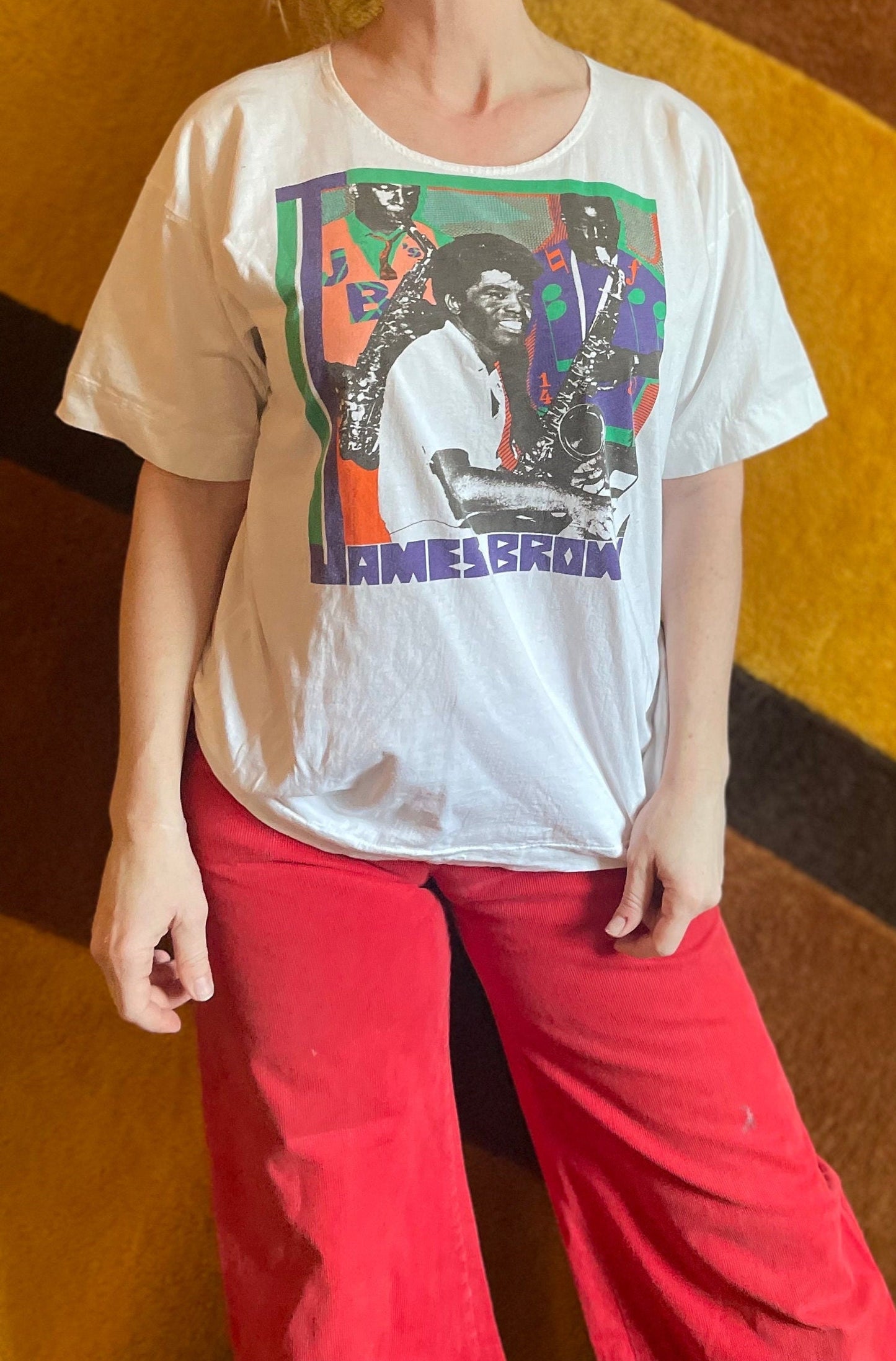 vtg 90s JAMES BROWN BAND Tee // wildwood productions godfather of soul funk band t shirt king record vinyl label funky breaks godfather