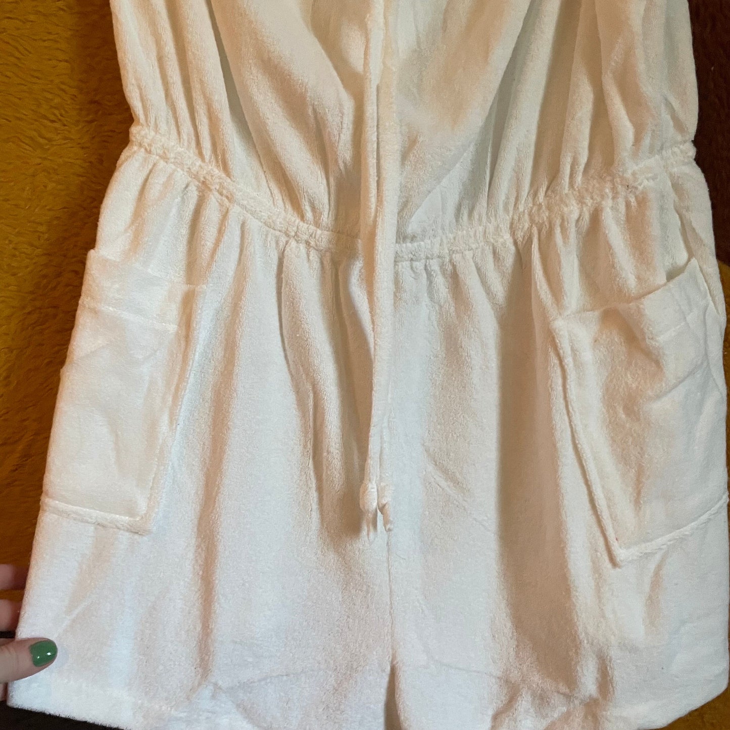 vtg 70s XXL TERRYCLOTH ROMPER // vintage deadstock new with tags adjustable halter jumpsuit beach cover up playsuit hot pants roller disco