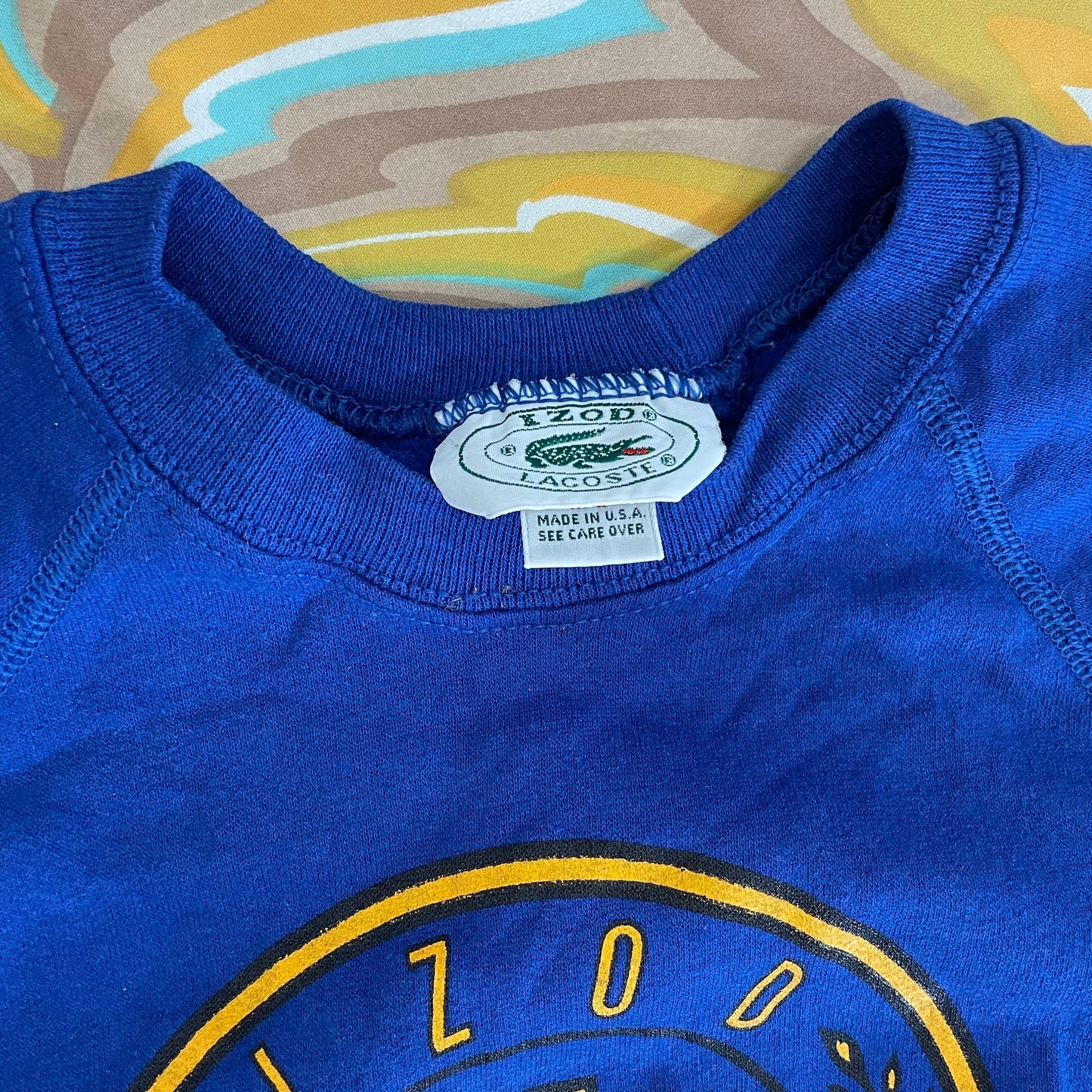 vtg 90s KIDS IZOD LACOSTE size 6 crocodile sweatshirt alligator name brand unisex boys shirt big logo bright blue casual boys long sleeve