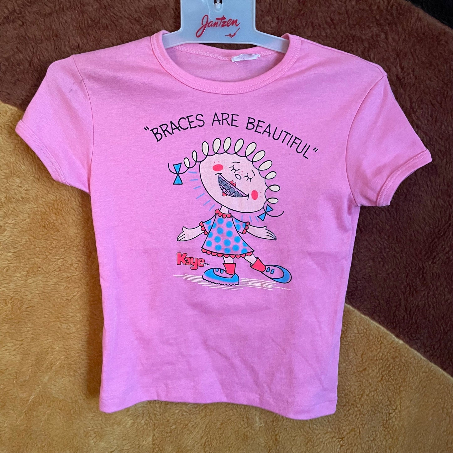 vtg 90s BRACES are BEAUTIFUL TShirt // girls are great pink crop top youth large baby tee  femme t shirt funny graphic tee kids teeth Y2K te