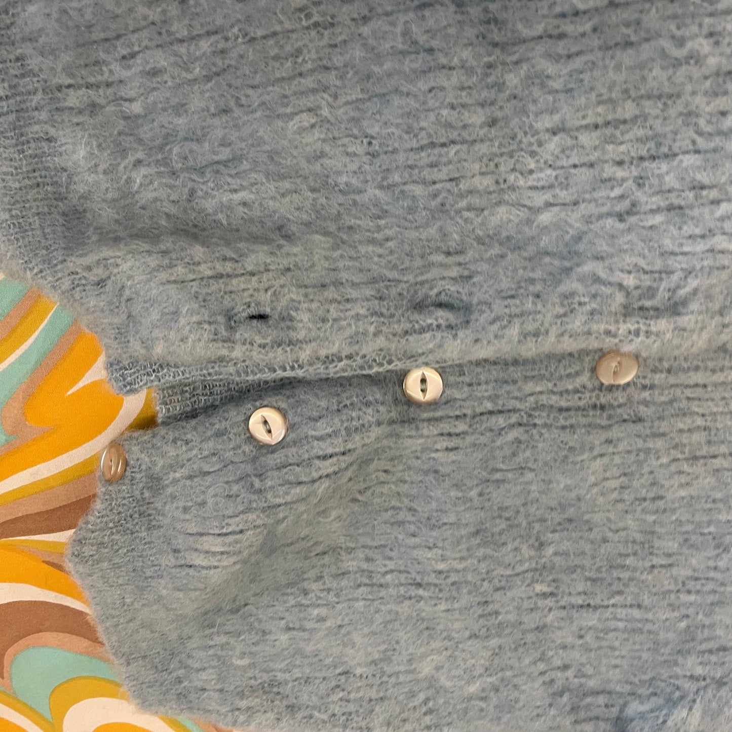 vtg 60s SEARS MOHAIR KIDS Cardigan//vintage baby blue fuzzy sweater size 6 kids retro cool kids unisex pastel rockabilly grunge sweater