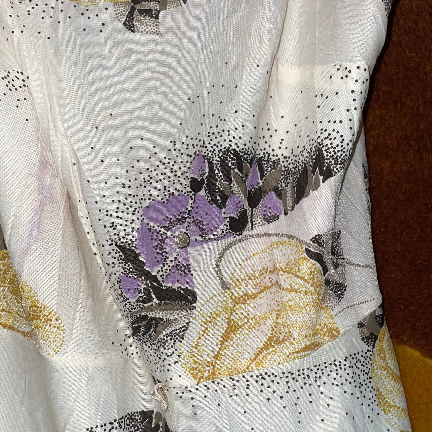 vtg 70s FLORAL 2 PIECE SET // vintage purple yellow flower patterned autumn flowy dress and matching collared polyester button up top jacket