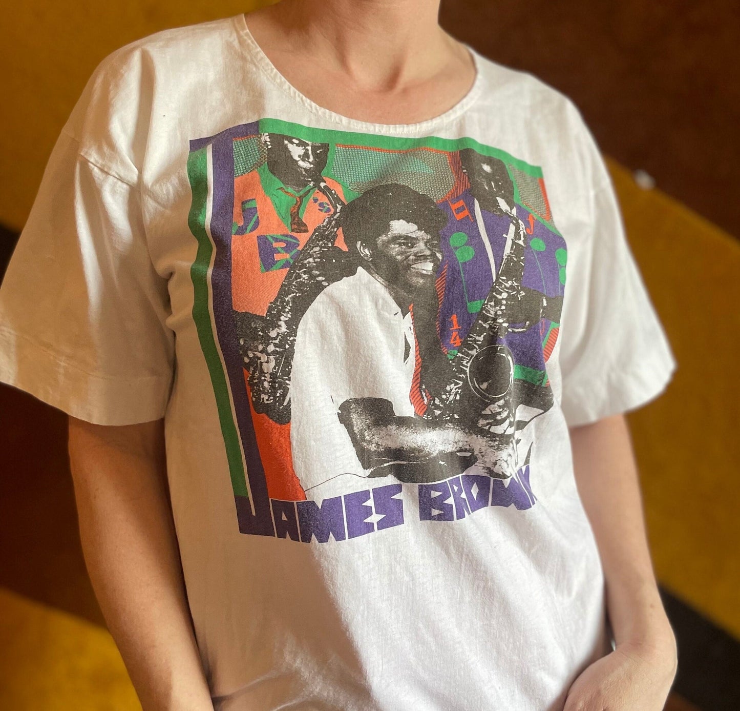 vtg 90s JAMES BROWN BAND Tee // wildwood productions godfather of soul funk band t shirt king record vinyl label funky breaks godfather