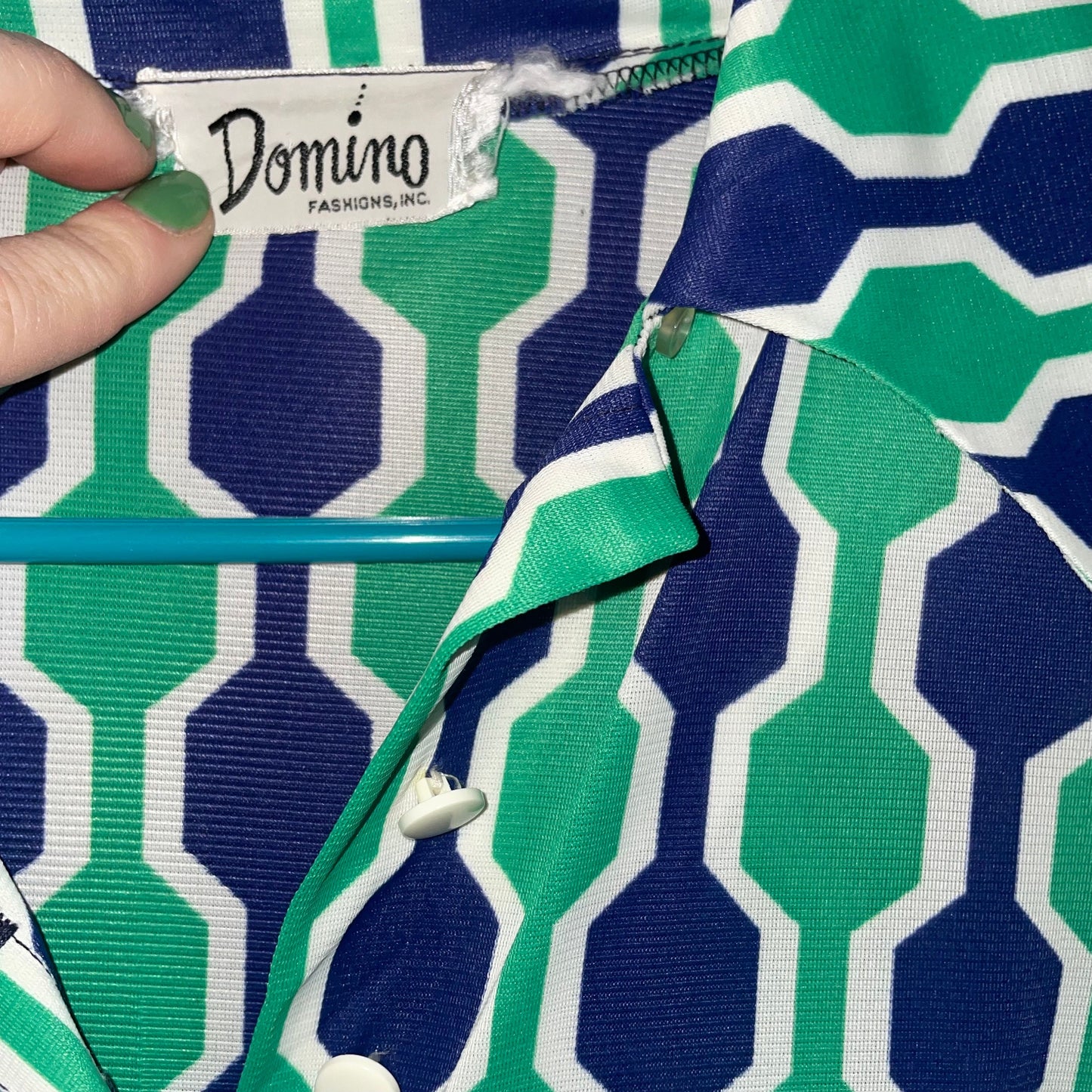 vtg 60s GEOMETRIC WRAP DRESS //  abstract jewel tones green blue hour glass patterned mid century pointy collar mod pop art wrap swing dress