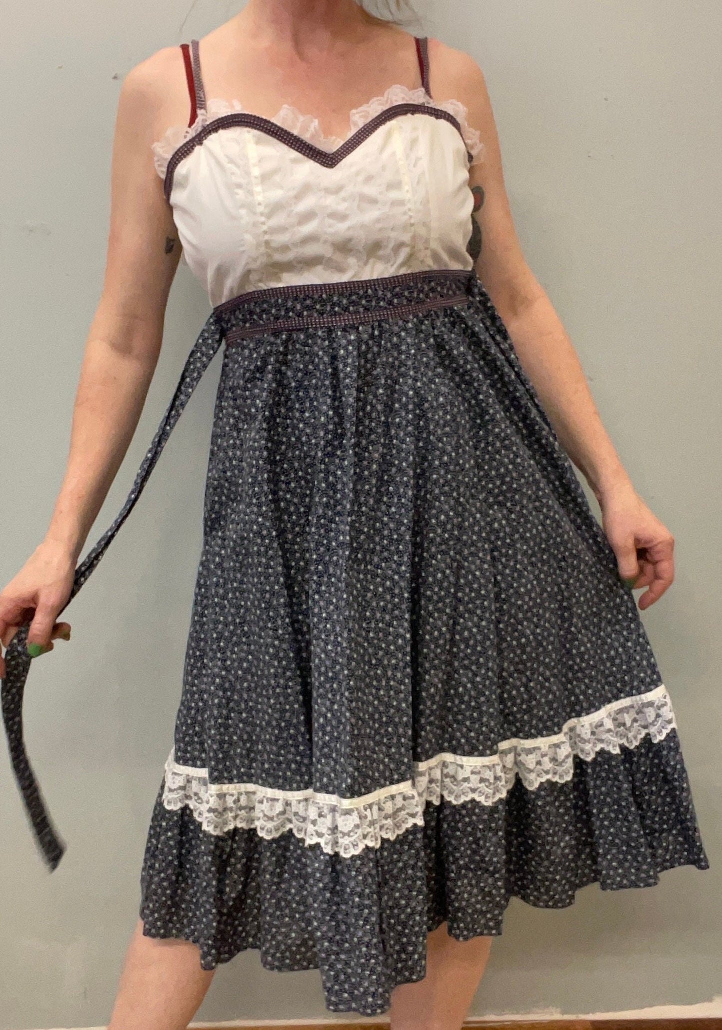 vtg 70s GUNNE SAX DRESS // 2 piece  skirt &  quilted mini jacket set blue purple floral belted prairie style autumn fall back to school boho