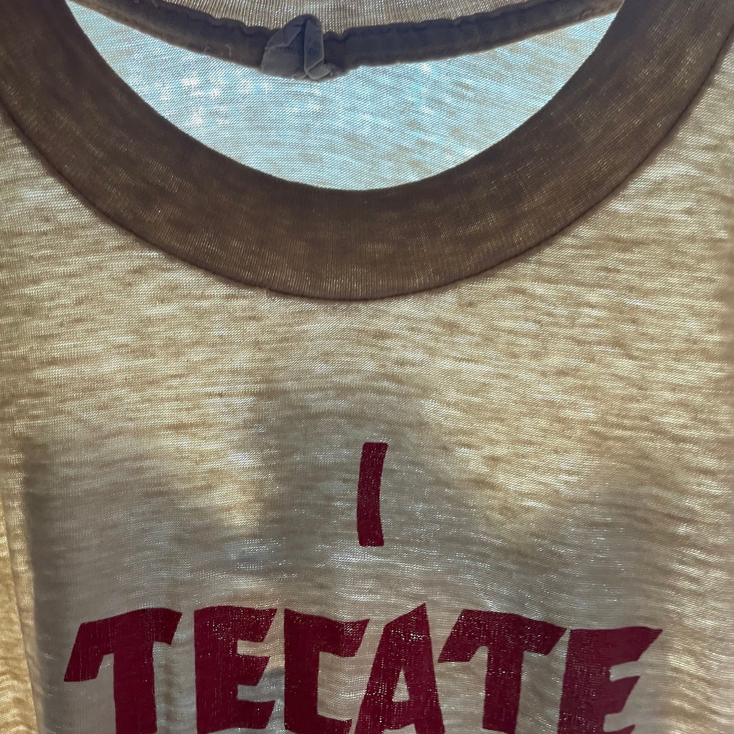 vtg 70s TECATE BEER SHIRT // vintage paper thin distressed houston texas graphic tee sneakers my body in houston liqour bar pub brew tee