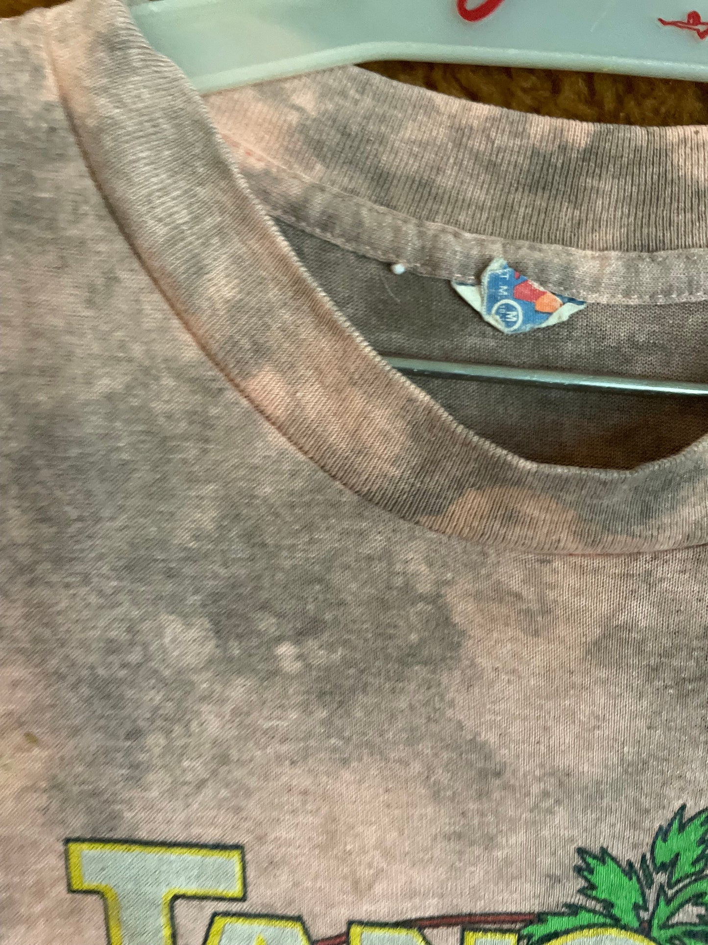 vtg 90s TANG ORANGE DRINK Shirt // vintage skateboarding distressed graphic tee tie dye marbled paper thin crop baby tee skater punk funny