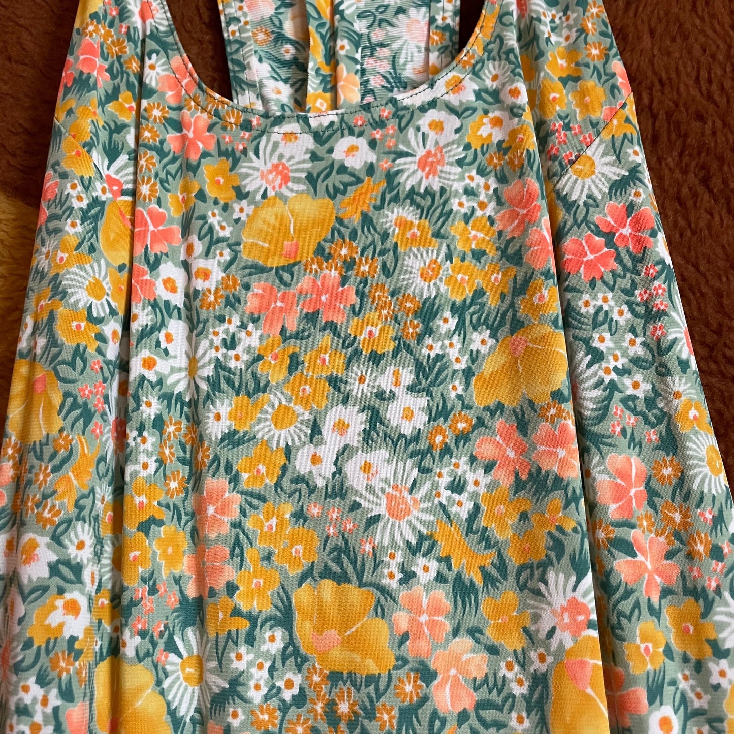 vtg 70s SLINKY FLORAL DRESS // vintage flowy garden breezy lightweight autumn casual layers retro fashion pinafore tank overall sleeveless