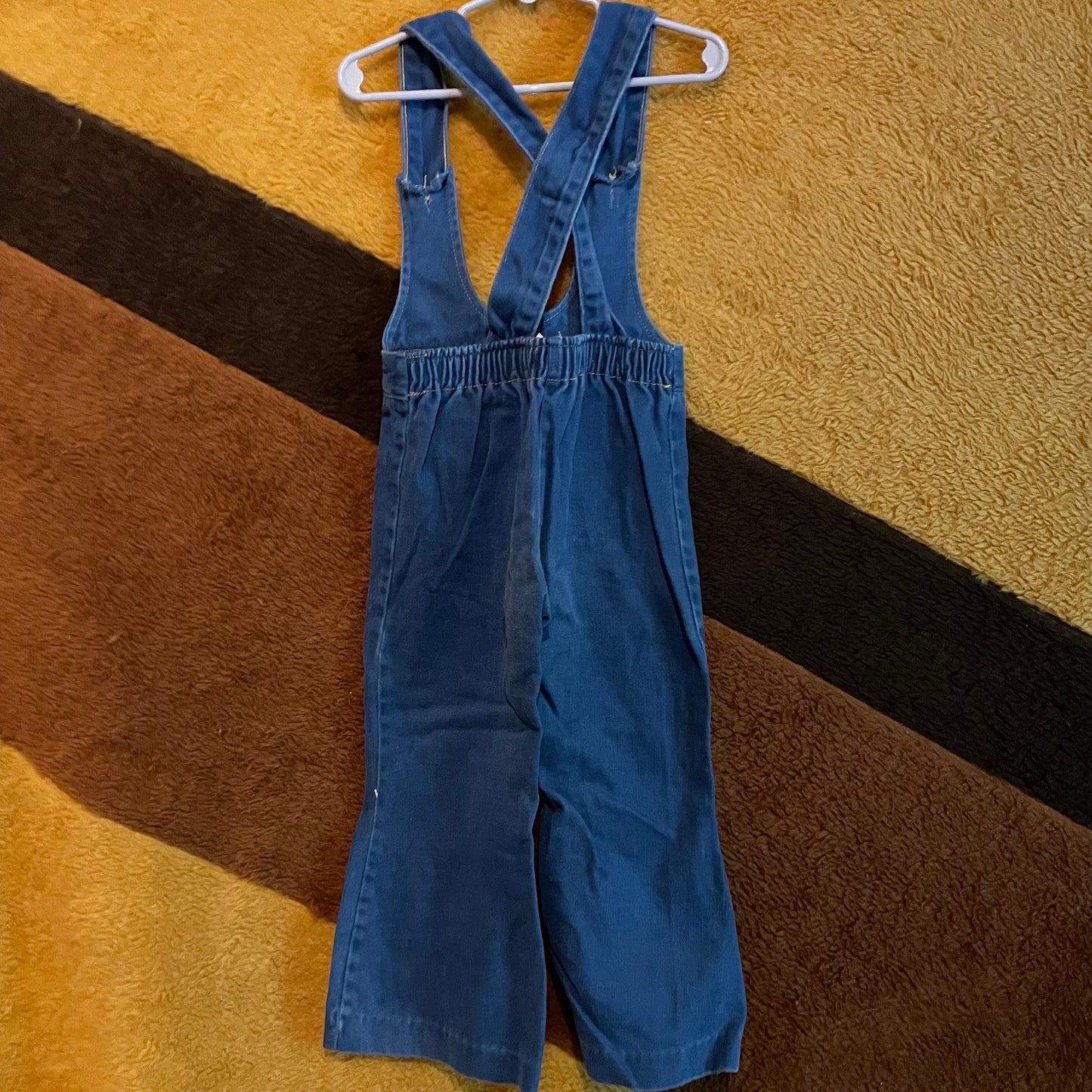 vtg 70s KIDS OVERALLS // vintage red riding hood embroidered hippie retro size 4 T girls romper coveralls cute autumn outfit 1970s folk art