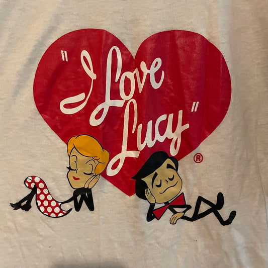vtg 80s I LOVE LUCY Shirt // vintage 1950s Lucille Ball tv show Lucy Desi Arnaz retro red lip graphic tee long sleeper oversized pop art tee