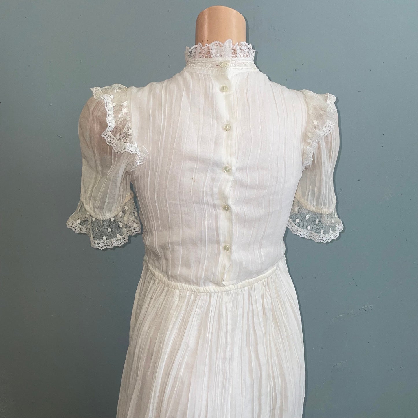 vtg 80s Gunne Sax  jeunes frilles by jessica mcclintock girls white gauze lace mesh frilly party dress boho wedding white summer formal wear