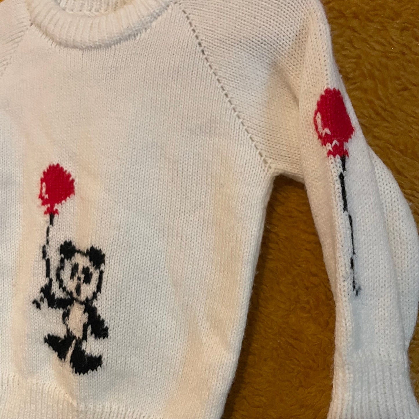 vtg 70s KIDS PANDA BALLOON Sweater // vintage cute knit sweater size 12-18 mos baby toddler cute animal pop art white  retro novelty knit