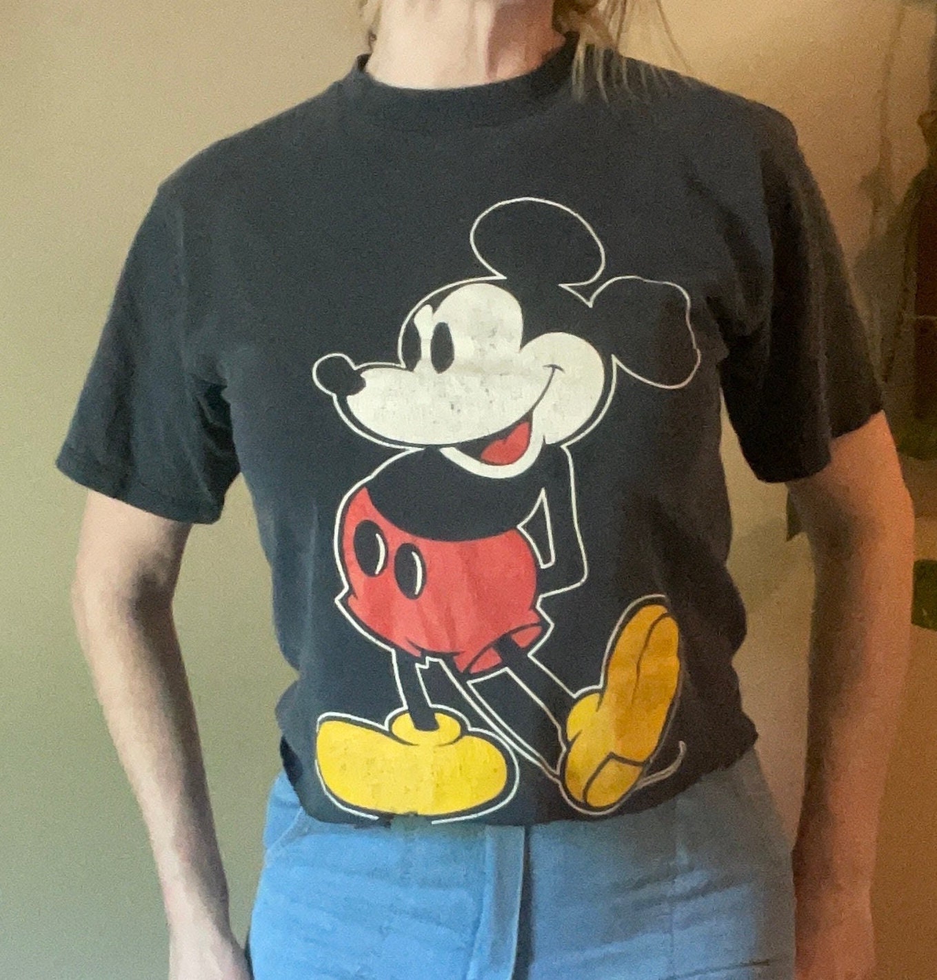 vtg 90s MICKEY CUT OFF Shirt // vintage crop top pop culture cartoon disney graphic baby tee disney world autumn youth large grunge retro
