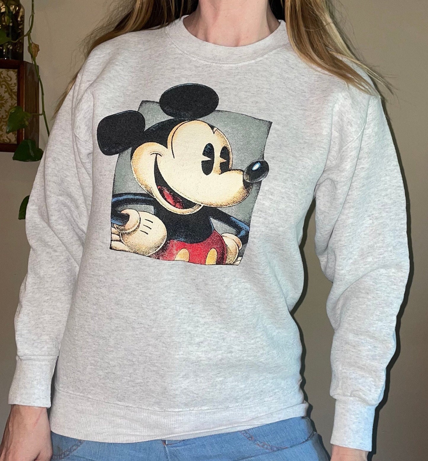 vtg 80s CLASSIC MICKEY MOUSE Sweatshirt // vintage disney retro 90s cartoon graphic tee minimalist gray heathered preppy iconic autumn cozy