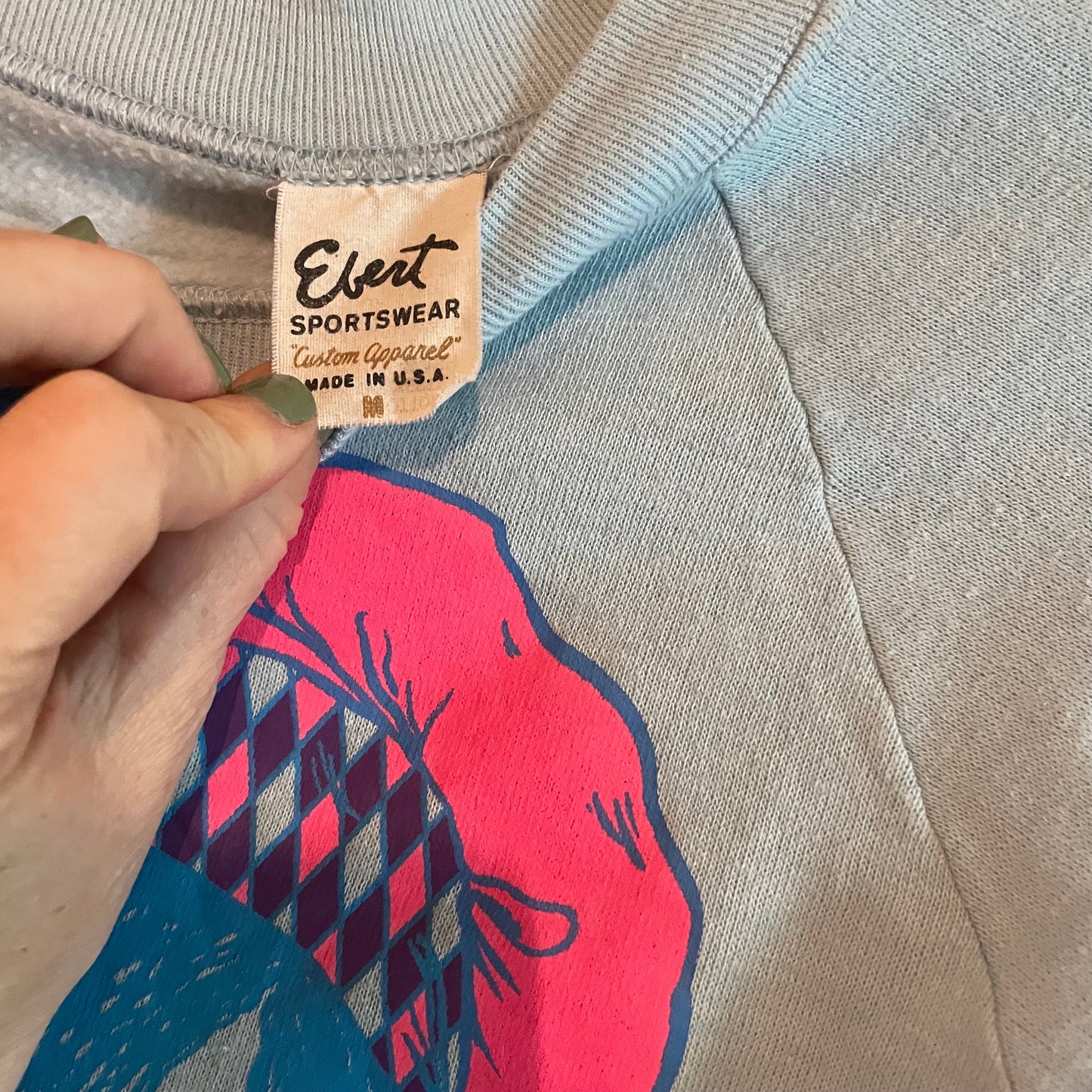 vtg 80s VAPOR WAVE EURO Style Shirt // vintage boy george alternative nouveau face pattern neon screen print graphic tee fitted femme punk