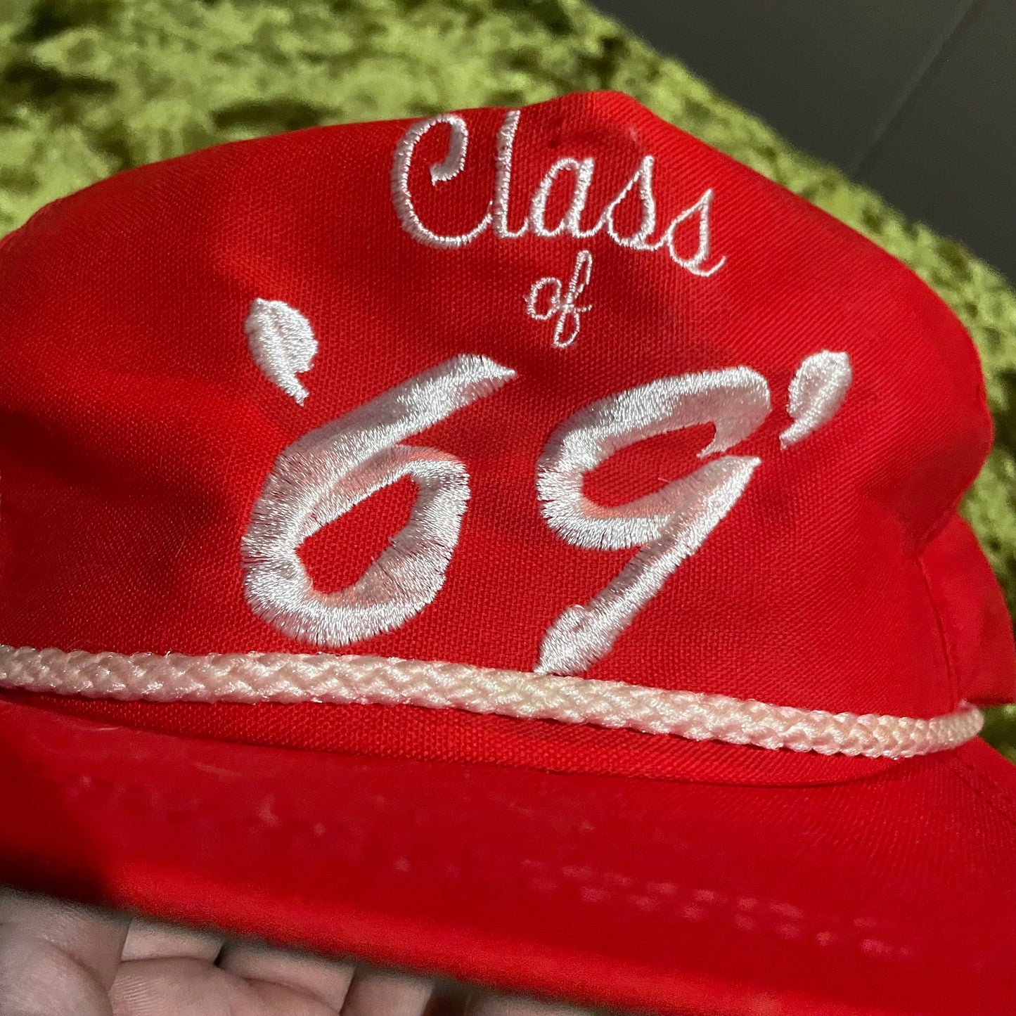 69 RED TRUCKER HAT --- vintage funny sleazy 1969 ironic hipster school academic college varsity high school spring break tv class beer usa