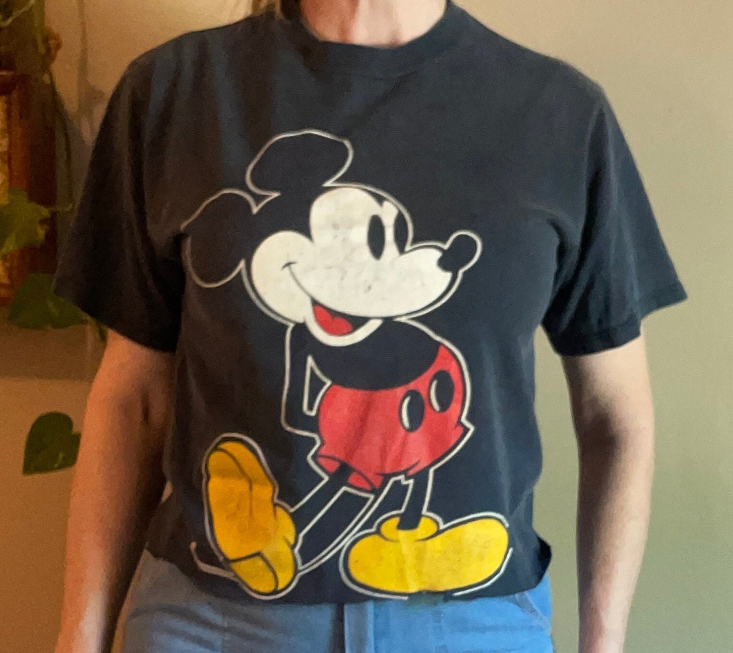 vtg 90s MICKEY CUT OFF Shirt // vintage crop top pop culture cartoon disney graphic baby tee disney world autumn youth large grunge retro