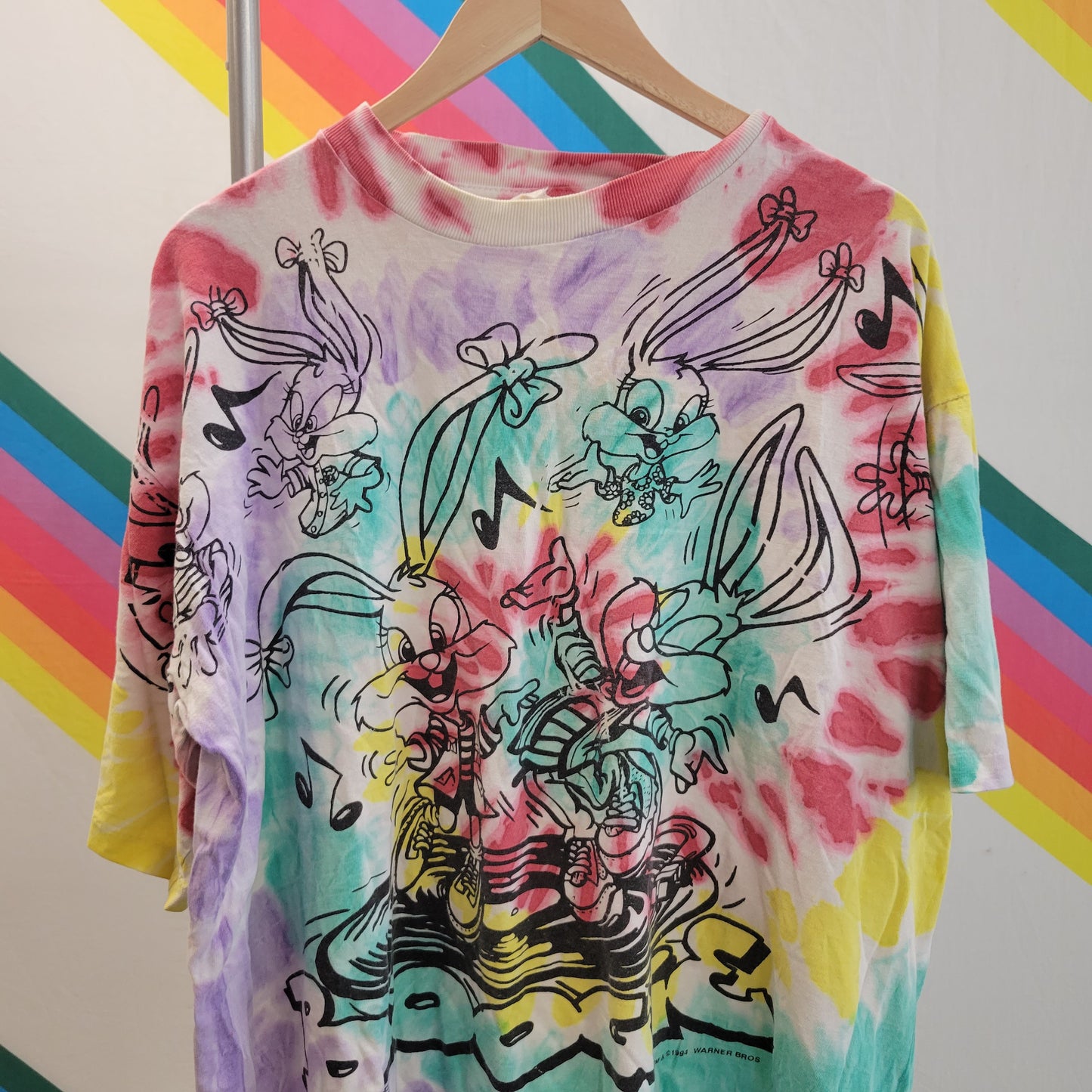 vtg 90s TINY TOONS TSHIRT // vintage y2k 1994 warner bros 3xl mens unisex cartoon psychedelic babs buster bunny single stitch cute bugs tee