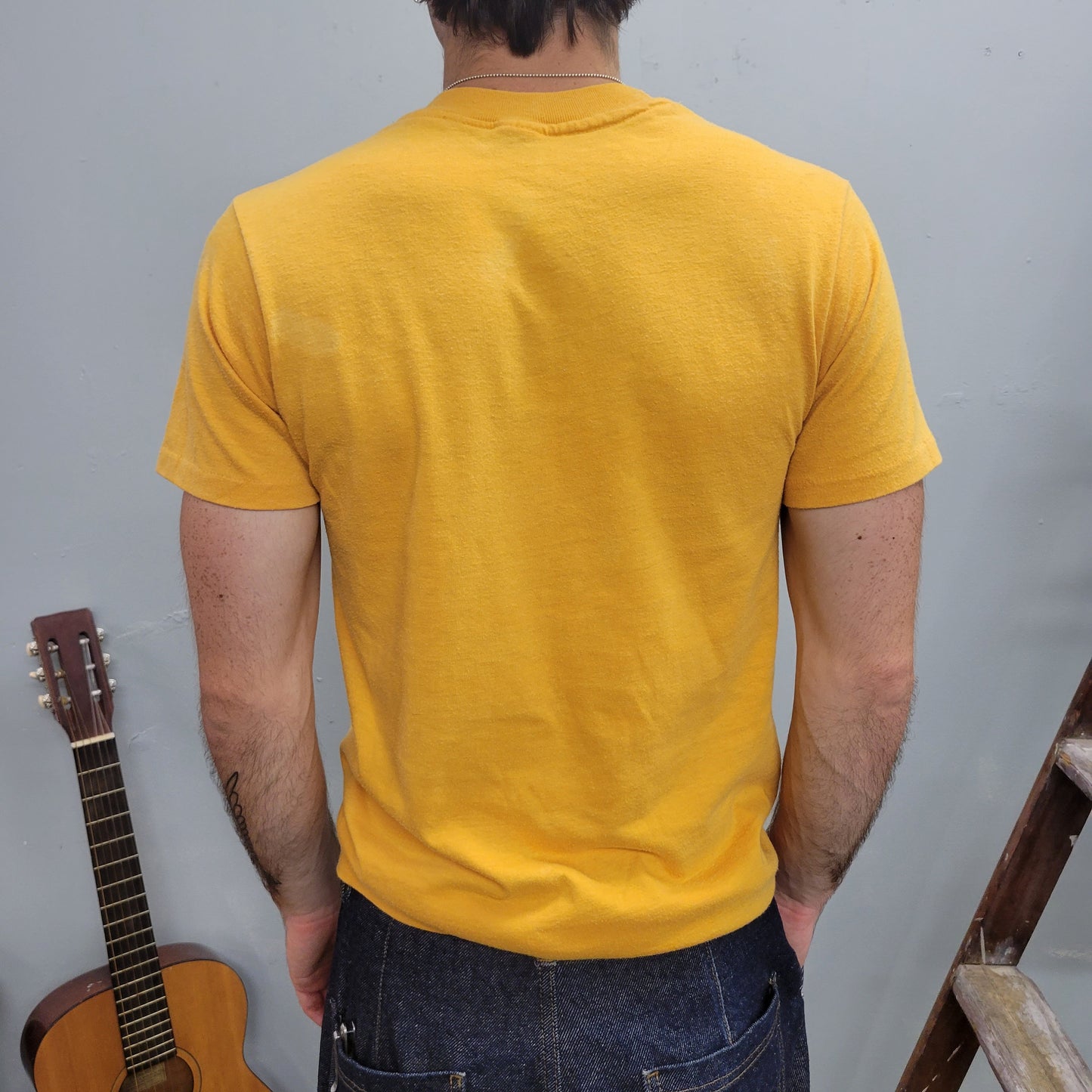 vtg 80s MINNESOTA WILDCATS TSHIRT // vintage sport-t medium yellow athletic sports school cats kitty basketball jersey easton camp shirt