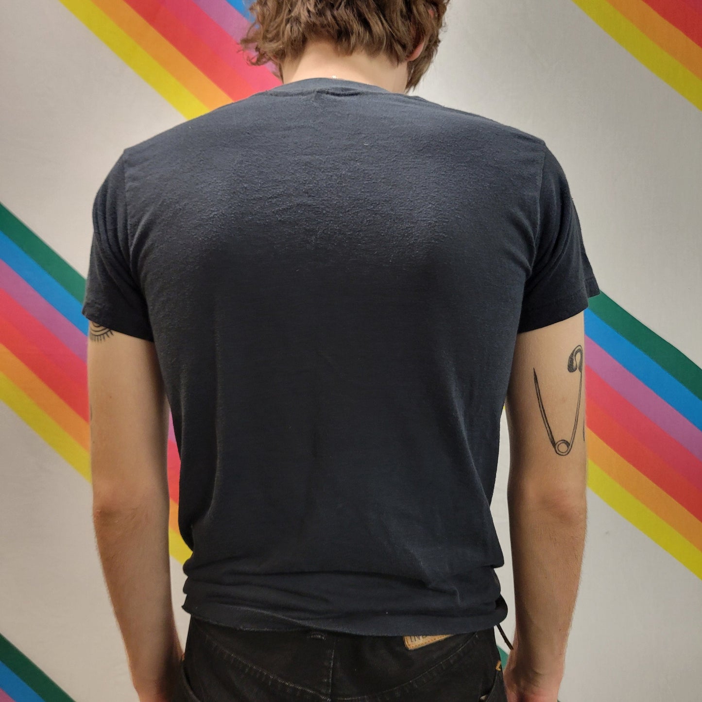 vtg 80s STURGIS BIKER TSHIRT // vintage harley davidson 1982 3d emblem sneakers medium black thin rocker tee motorcycle trip event strokes