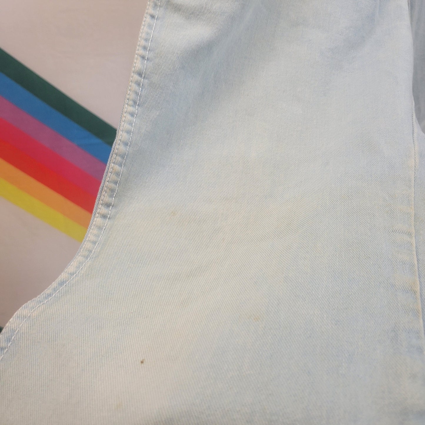 vtg 70s SEARS hands off FLARE JEANS 34 x 33 // vintage distressed denim boho straight leg boot cut bellbottoms light wash high rise denim