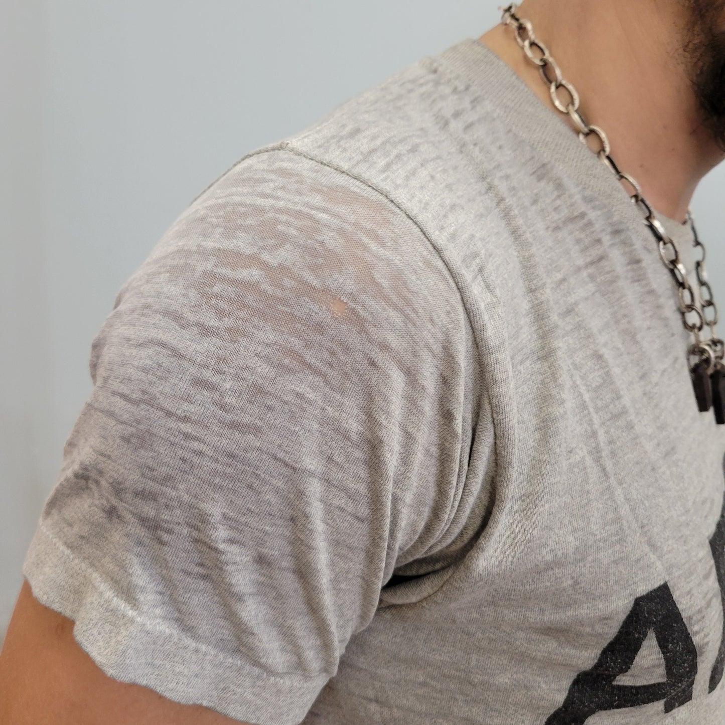 vtg 80s ARMY PAPER THIN tshirt // vintage single stitch usmc united states distressed   gym workout faded broken holes tears transparent