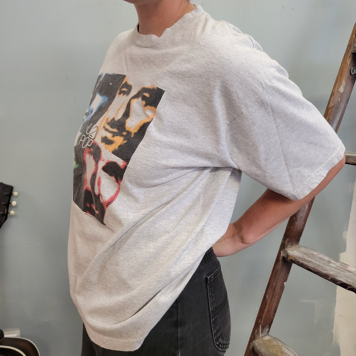 vtg 90s U2 POP TSHIRT // vintage baggy tee indie alternative grunge bono the edge joshua rem uk band tour tee rock folk retro dad