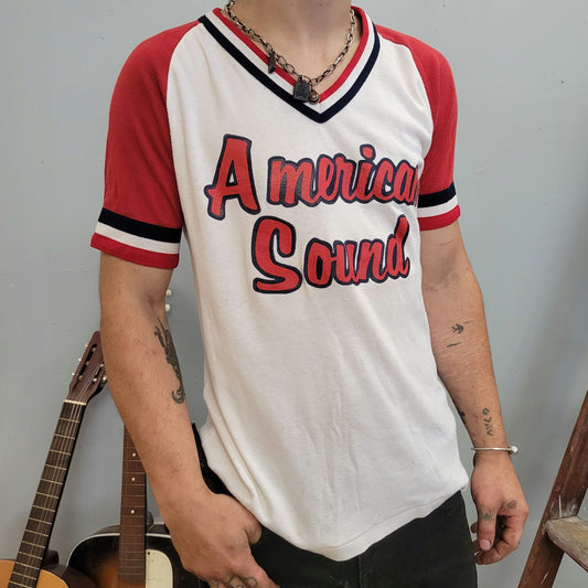 vtg 70s AMERICAN SOUND studio tshirt // vintage single stitch memphis music elvis chips moman recording company tn jersey baseball team