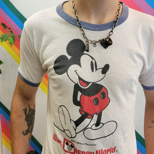 vtg 80s MICKEY MOUSE RINGER // walt disney world ringer tee vintage single stitch tshirt harley rainbow tourist destination visit vacation