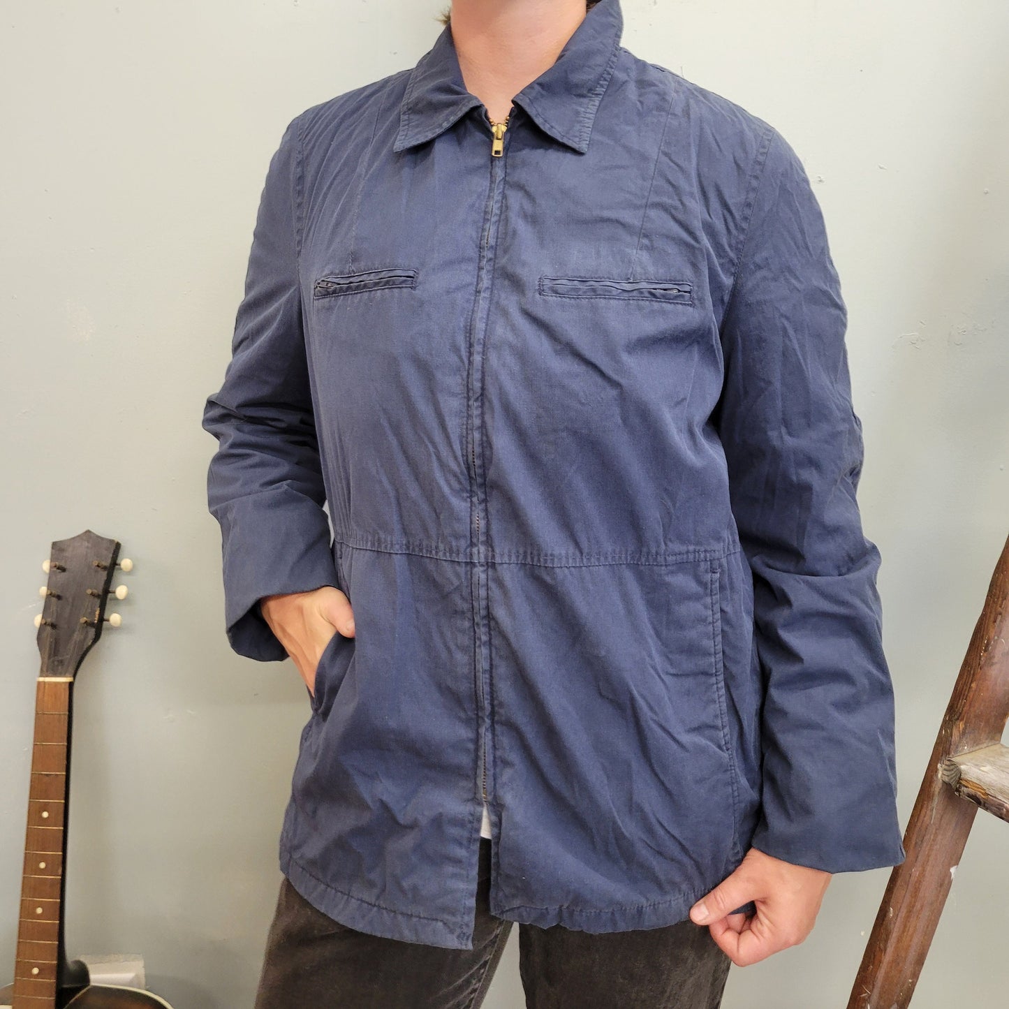 vtg 80s USN UTILITY JACKET // vintage united states navy marinea usmc army military flight deck cotton rugged style zip up worker 70s talon