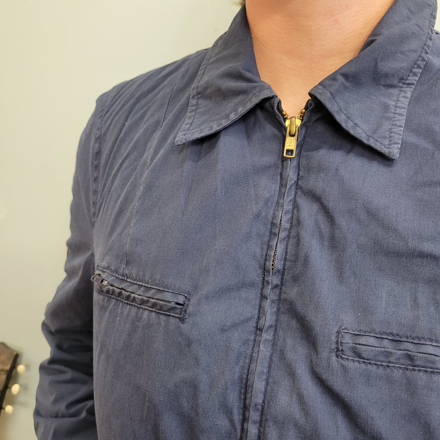 vtg 80s USN UTILITY JACKET // vintage united states navy marinea usmc army military flight deck cotton rugged style zip up worker 70s talon