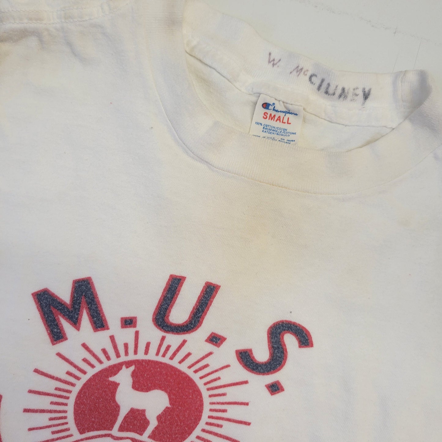 vtg 70s MUS DAY CAMP tshirt // vintage paper thin cotton camp memphis boy scout champion 80s tag water soak print dirty distressed hot