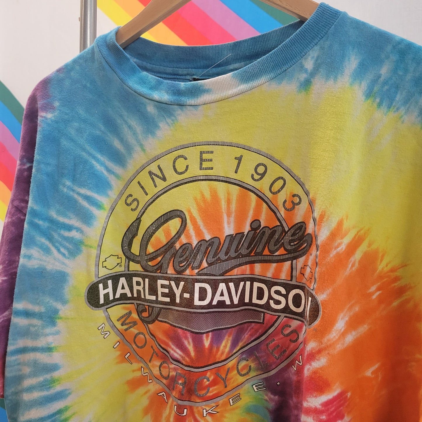 vtg 90s HARLEY DAVIDSON SHIRT // vintage xxl mens unisex y2k authentic harley biker tie dye retro motorcycle milwaukee wisconsin