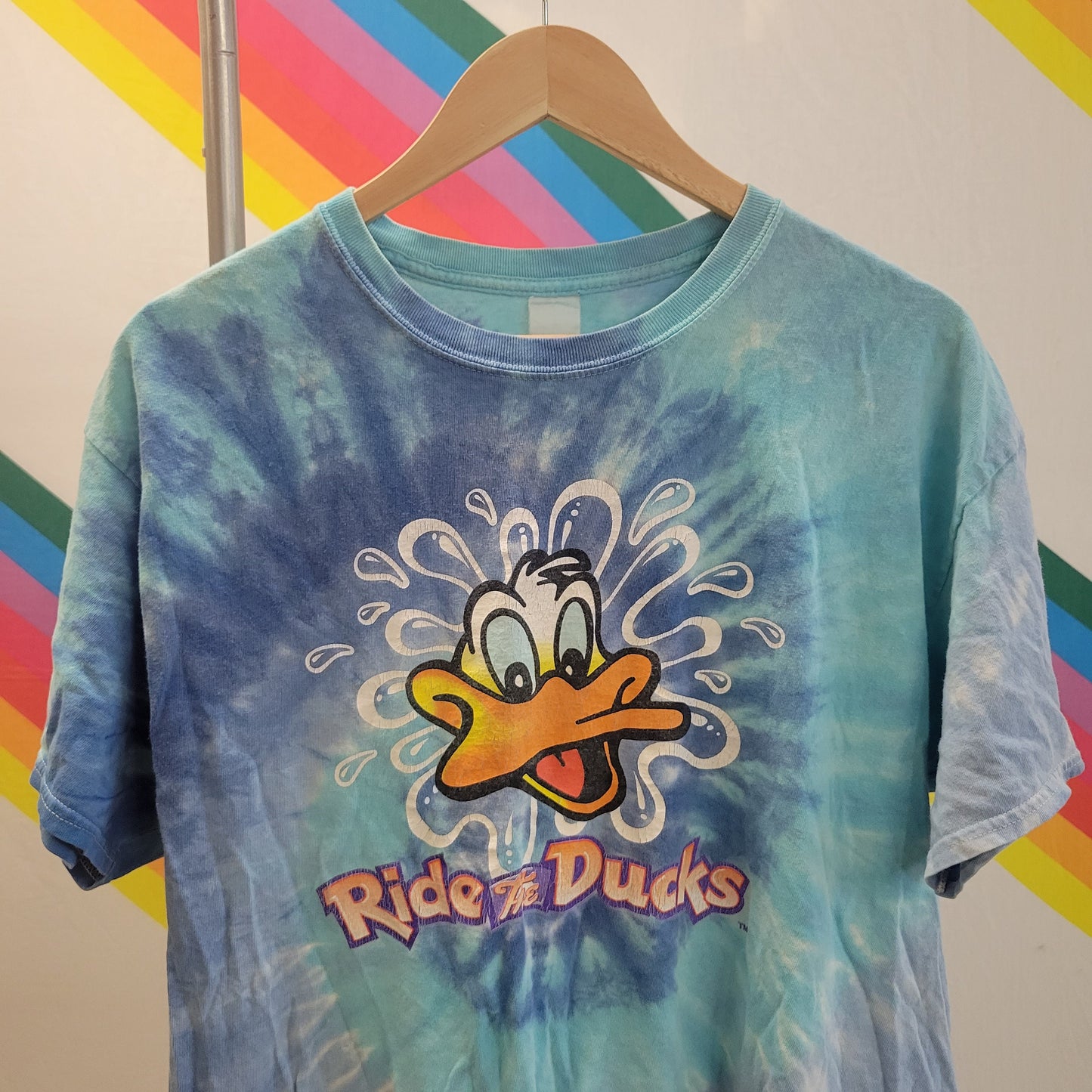 vtg 90s TIE DYE SHIRT // vintage y2k ride the ducks tour boat souvenir funny cute travel cartoons splash mtn universal tee medium unisex