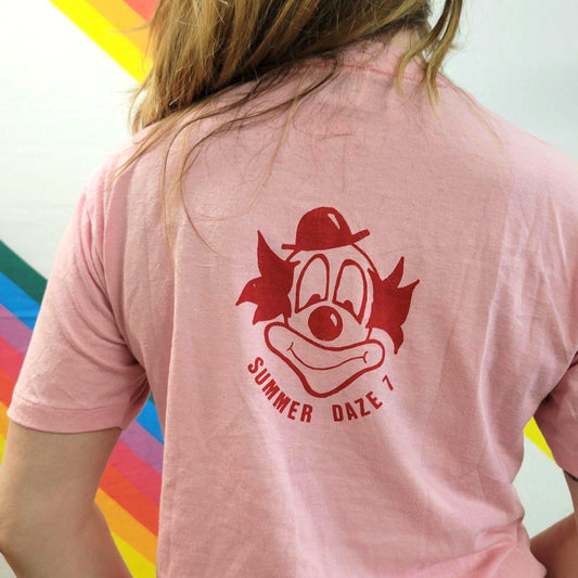 vtg 80s CLOWN GIRL SCOUTS tshirt // vintage clown minneapolis minnesota cute femme girls teen camp circus cookie crop style fit fashion