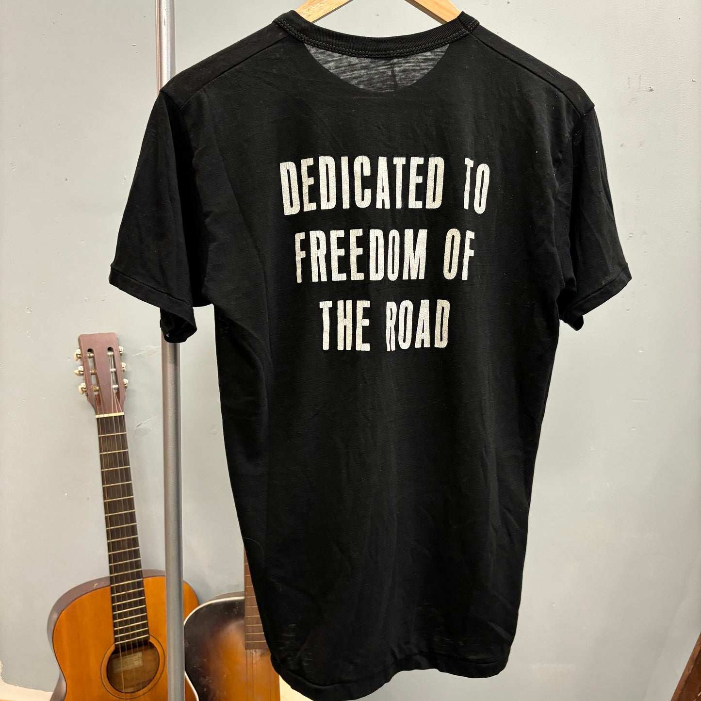 vtg 80s ABATE SOUTH DAKOTA black tshirt // vintage thin tee biker road trucker eagle harley davidson 3d emblem style outlaw gang sd sturgis