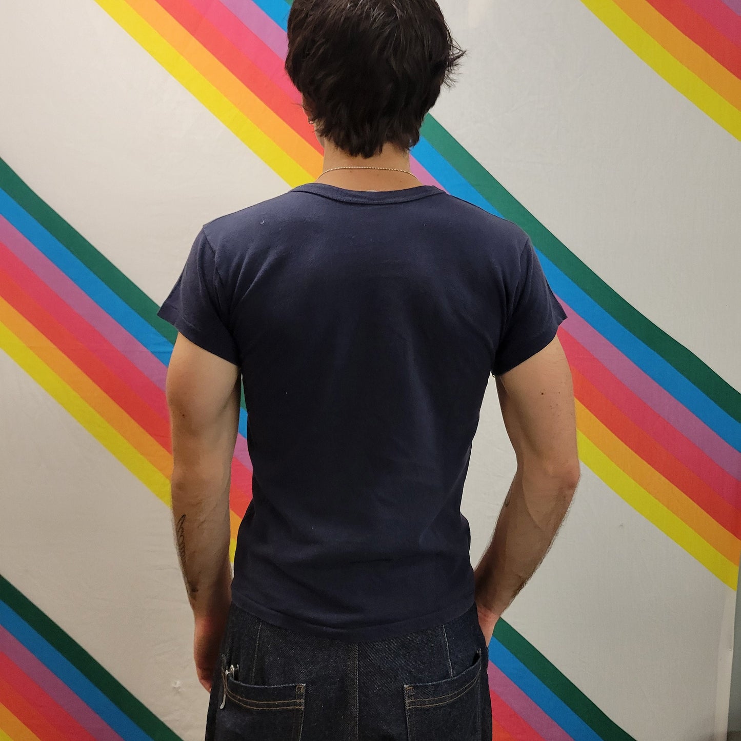 vtg 70s SCHLITZ BEER TSHIRT // vintage single stitch wisconsin brewery pub club beer tight cute fit french cut blue cotton small russell tee